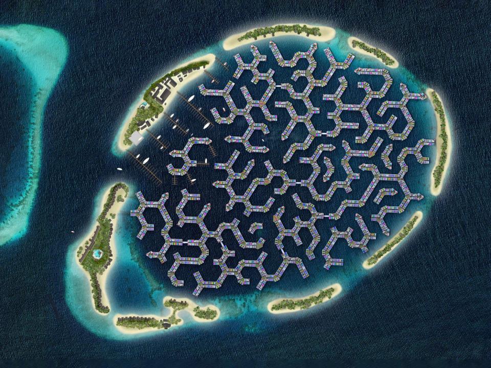 Maldives Floating City von oben____