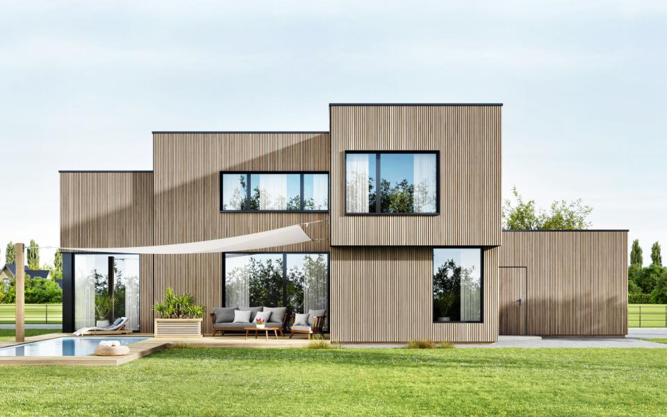 Moderne Modularbauten liegen im Trend. Dabei wird immer öfter Holz als Hauptmaterial eingesetzt.  Foto: Adobe Stock____