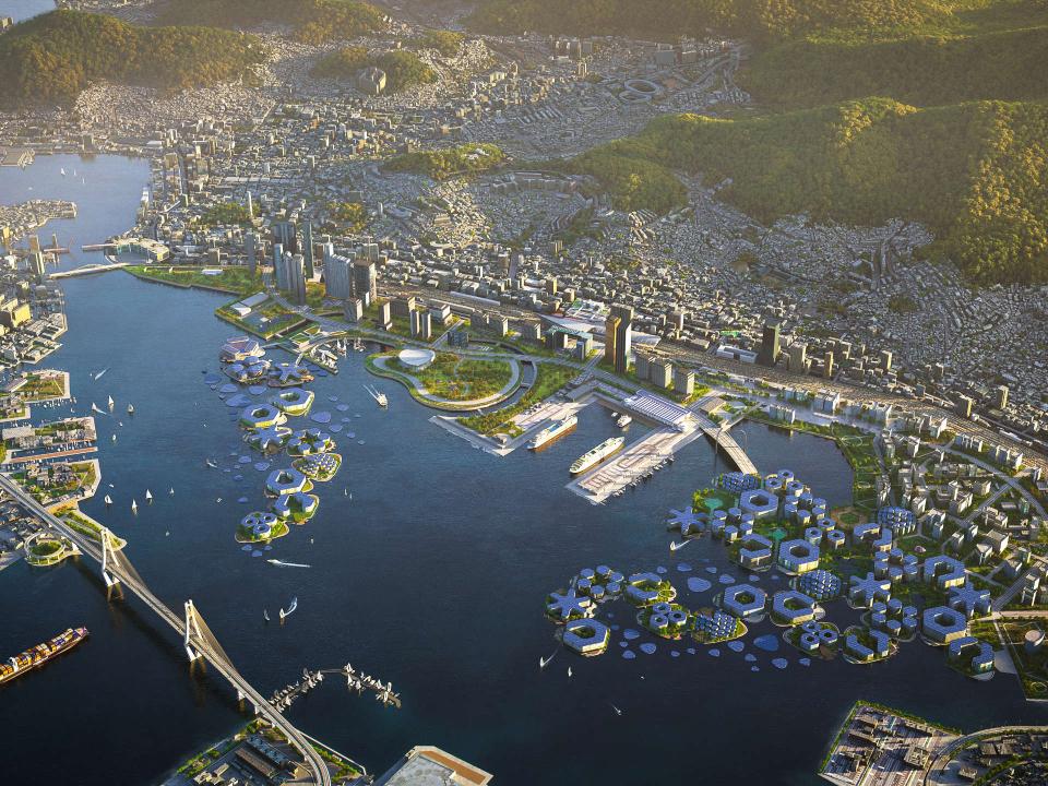 Busan von oben samt Oceanix Busan____