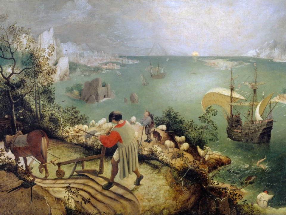 Das Gemälde "Landschaft mit dem Sturz des Ikarus" von Pieter Bruegel dem Älteren.____