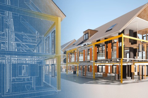 Konventionelle Baupläne in 2D sind überholt. In Zukunft werden immer mehr Gebäude anhand von 3D-Modellen geplant. Foto: Adobe Stock