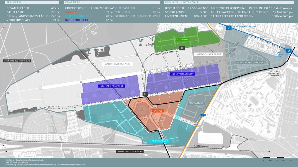 So sieht der Masterplan für das ehemalige Flughafengelände aus. Abbildung: Tegel Projekt GmbH____