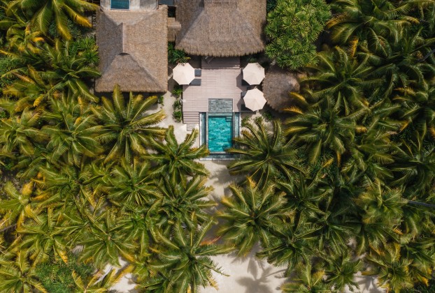 Jede Villa verfügt über einen eigenen Pool und einen privaten Strandzugang. 35 exklusiven Villen wurden gebaut. Foto: The Brando Resort