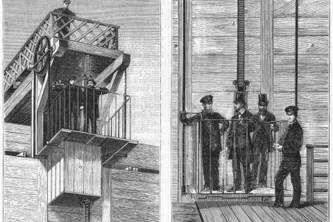 Werner von Siemens konstruierte 1880 den ersten elektrischen Fahrstuhl. Das sprach sich rum. Diese Zeichnung stammt aus dem Februar 1881. Foto: Adobe Stock