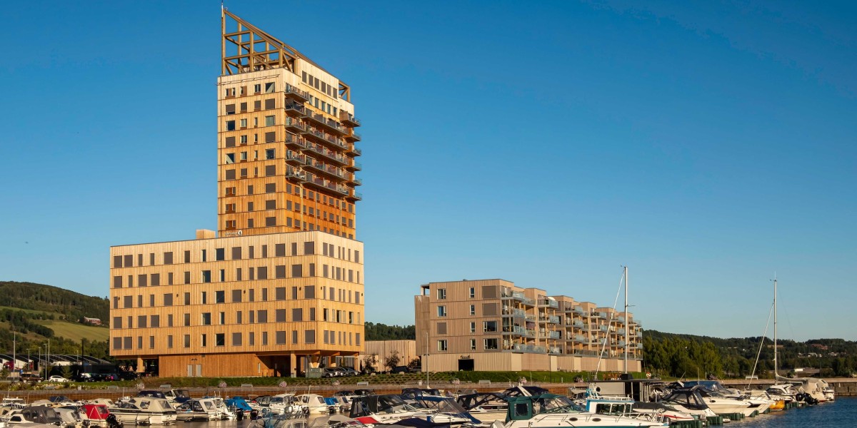 Dieses 18-stöckige Hochhaus steht im norwegischen Brumunddal und wurde aus Holz konstruiert. Foto: shutterstock