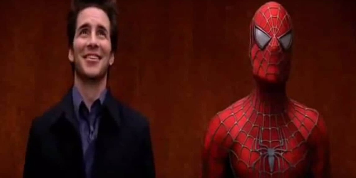 Spider-Man steht im Aufzug