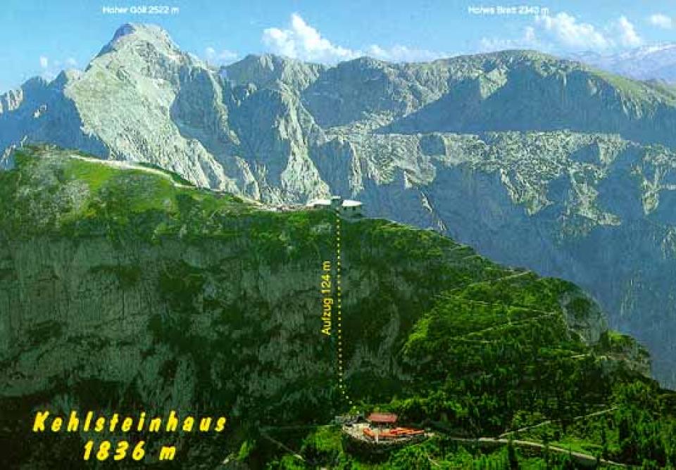 Kehlsteinhaus Grafik mit Aufzeichnung des Aufzugverlaufs____