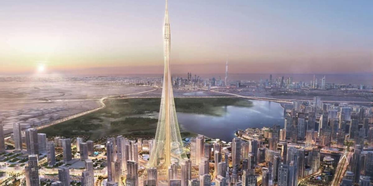 Geplanter Jeddah-Tower am persischen Golf in der Abendsonne