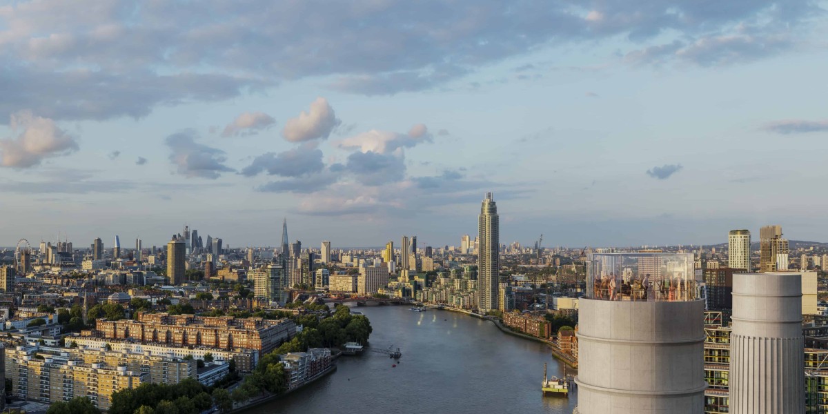 Blick über London mit Fluss in der Mitte