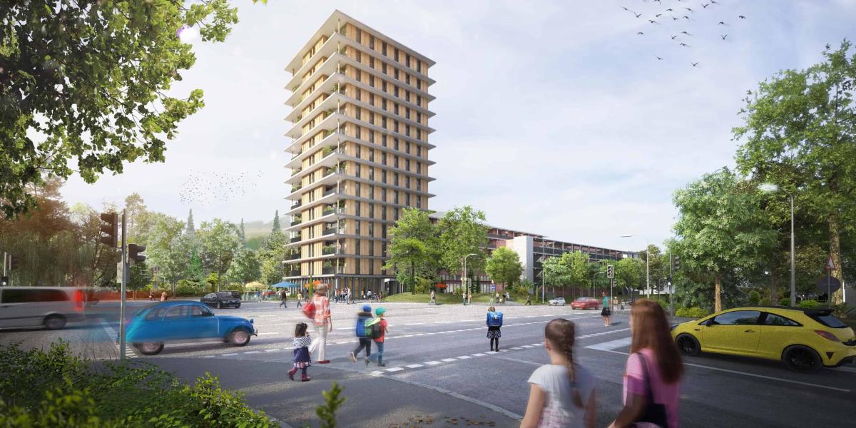 Ein regionales Produkt: Der Carl-Turm in Pforzheim. Quelle: Peter W. Schmidt Architekten