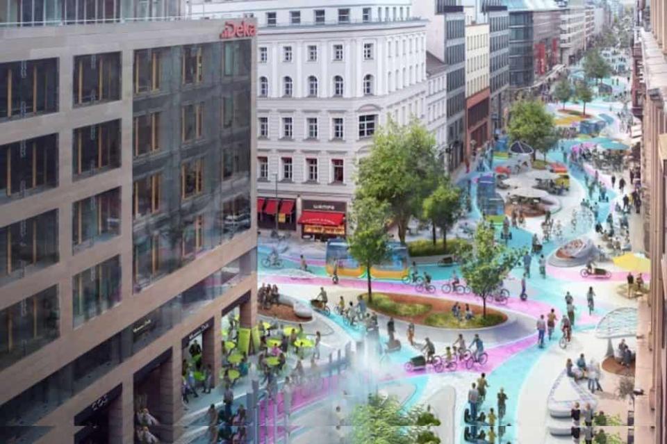 Konfliktpotenzial: Die Friedrichstraße in Berlin – hier nach dem Konzept von 3deluxe Quelle: V2com/3deluxe ____