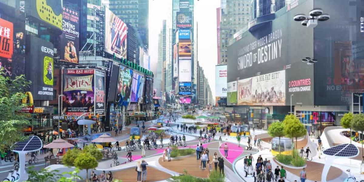 Vision der Entschleunigung: Der Times Square mitten in New York City. Quelle: V2com/3deluxe