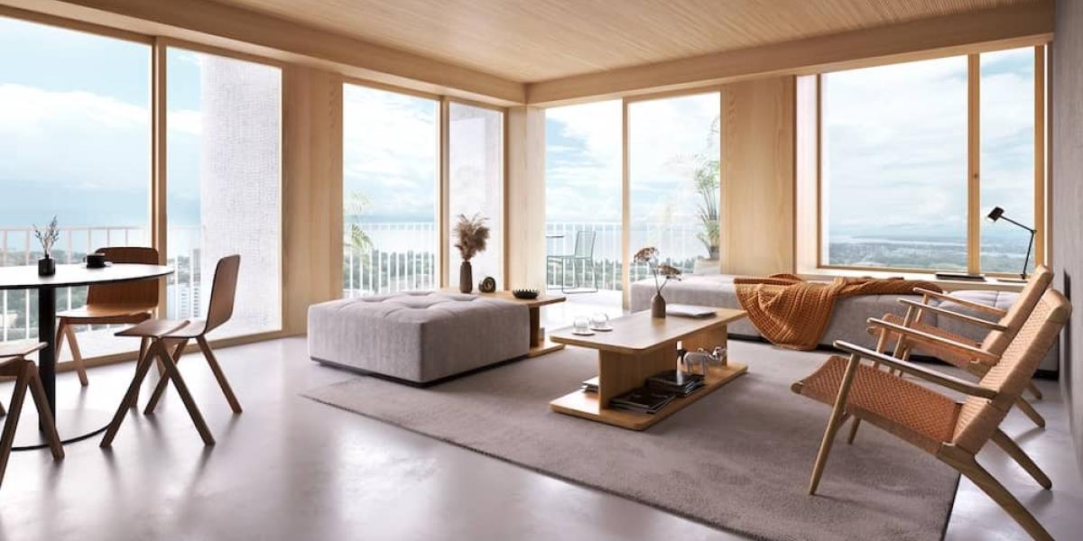 Und irgendwo der Genfer See ... So könnte eine Wohnung im edlen Tilia Tower in Lausanne aussehen. © Tilia Tower/3XN-IttenBrechbuehl