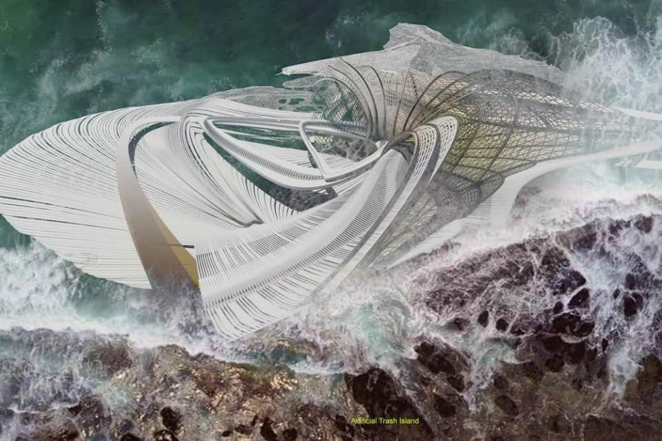 Weil die Insel immer mehr Kunststoff abfängt und ablegt, wächst sie kontinuierlich. Quelle: V2com/Margot Krasojević____