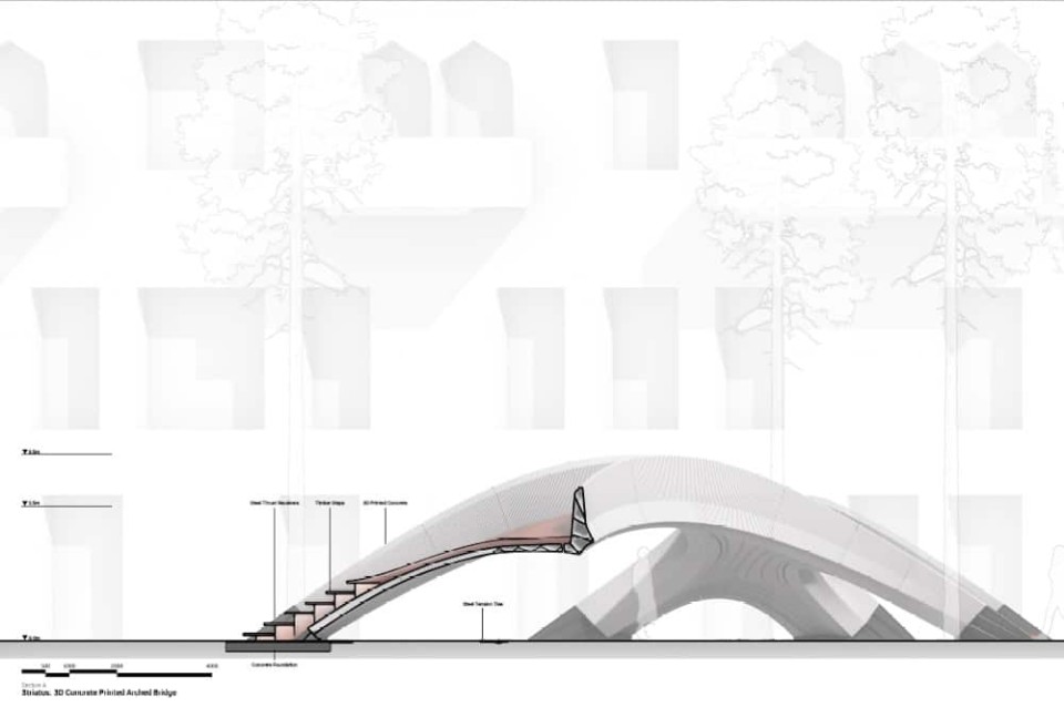 Die Brücke im Entwurf – erkennbar sind die Einzelteile in Wabenstruktur. © Zaha Hadid____