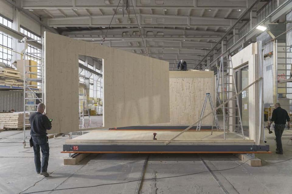 Montage der Module für den Erweiterungsbau des Bundestages. Quelle: BBR/Jan Bitter____