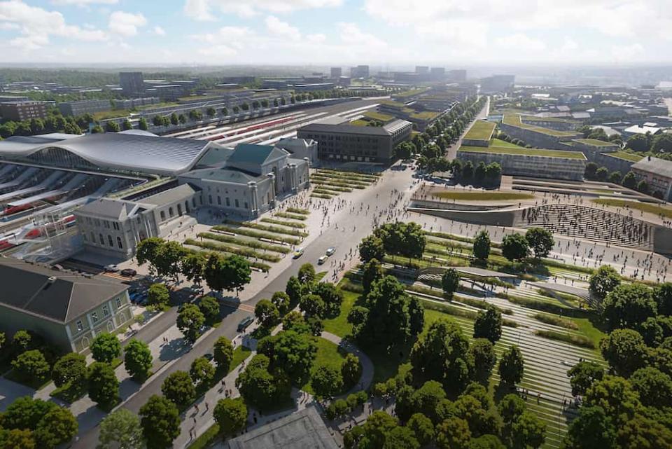Der Platz zur Altstadt von Vilnius hin wird neu gestaltet. © Zaha Hadid/Rendering Frontop ____