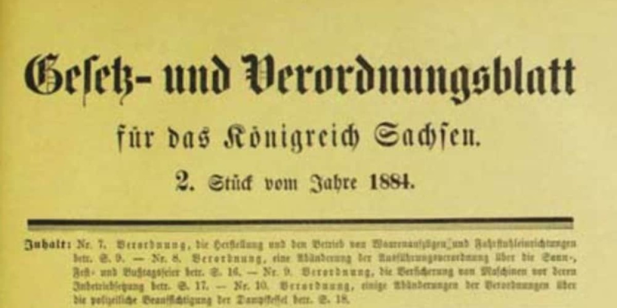 Die Deckseite des Gesetz- und Verordnungsblattes das Königreichs Sachsen vom Jahre 1884.