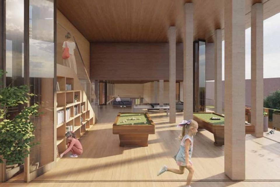 Gemeinschaftsflächen mit unterschiedlichem Nutzungspotenzial, zum Beispiel Bereiche für Sport, Spielplätze und Flächen für Billard und Tischtennis. © Schindler  ____